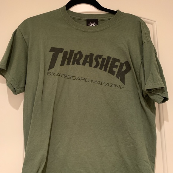 olive green thrasher hoodie